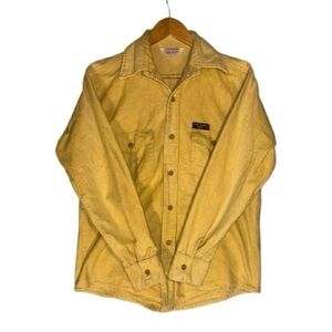 Frostproof Land-O-Lakes Feed 70s/80s Butter Yellow Cotton Flannel Shirt Medium